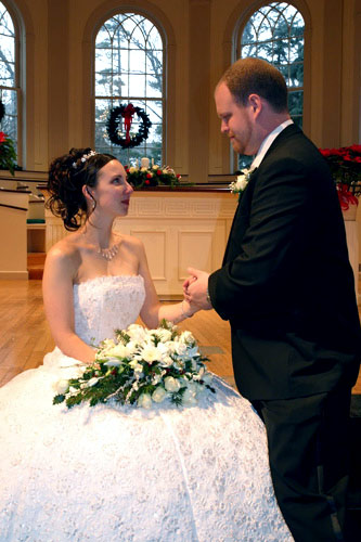 same wedding photo with strong yellow cast removed