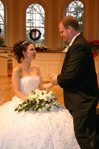 wedding photo with strong yellow cast