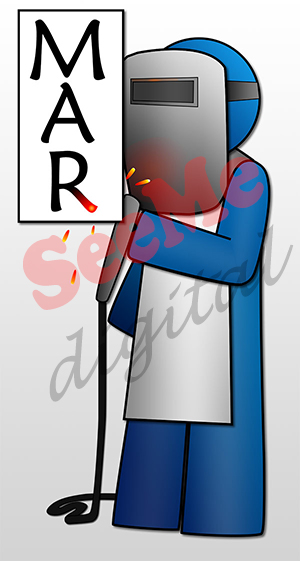 cartoon welder created for MAR Welding