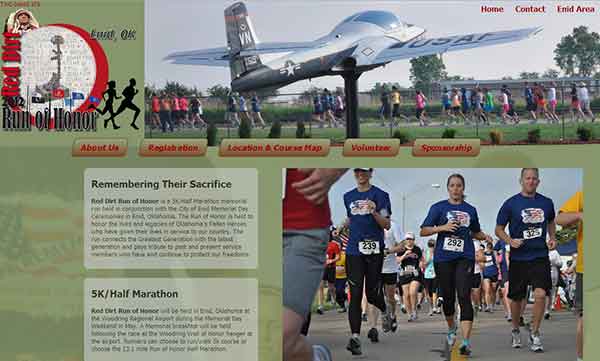 Red Dirt Run of Honor website screen shot 1280 pixels wide